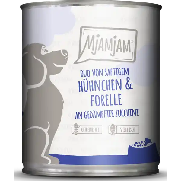 Duo von saftigem Hühnchen & Forelle an gedämpfter Zucchini 800g