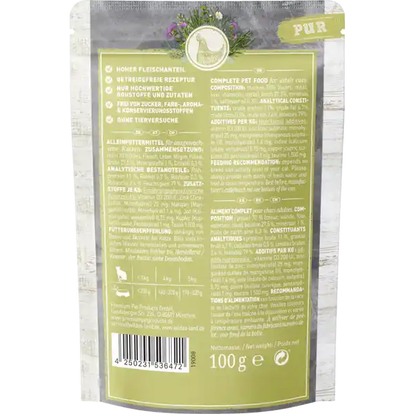 Katzenfutter Nr. 3 Huhn PUR mit Distelöl