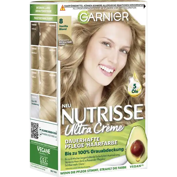 Ultra Crème Coloration Dauerhafte Pflege-Haarfarbe 8 Vanilla Blond