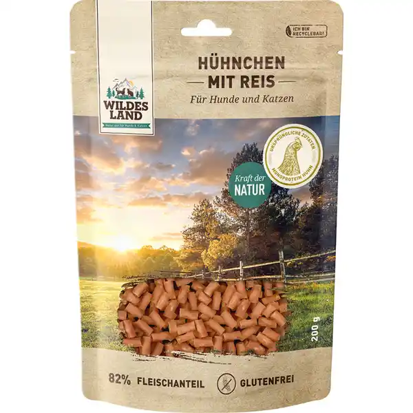 Hunde- und Katzensnack Hühnchen mit Reis