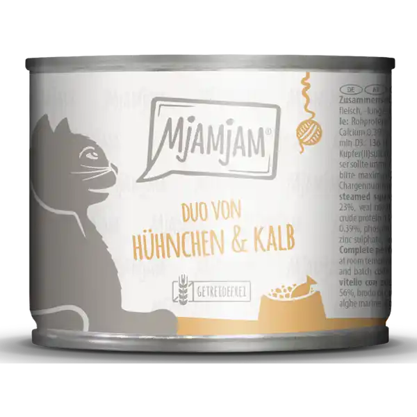 Duo von zartem Hühnchen & Kalb an gedämpftem Kürbis 200g