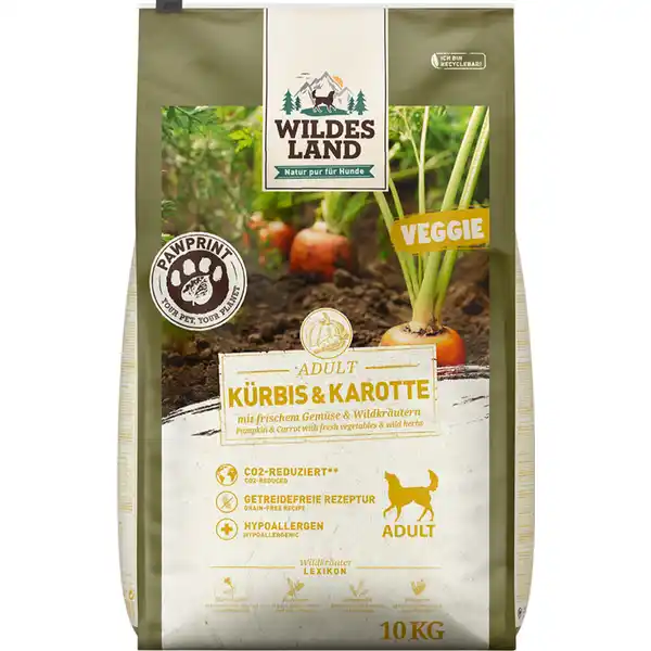 Hundefutter Adult PawPrint Veggie Kürbis & Karotte