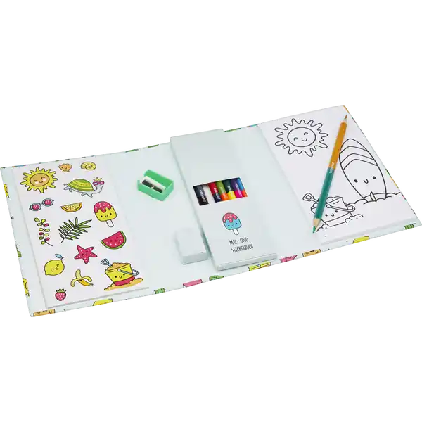 Mal- und Stickerbuch Set Kawaii