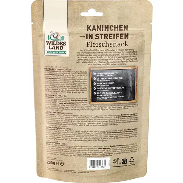 Hundesnack Kaninchenfleisch in Streifen