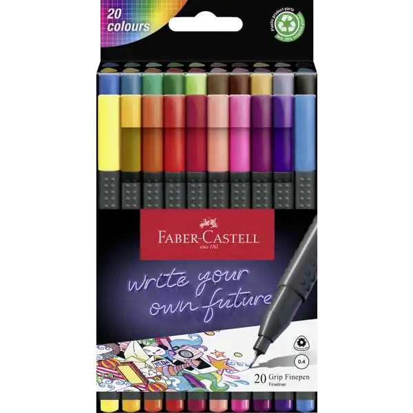 Fab.C. Finepen GRIP, 0.4, sortiert, 20er Etui