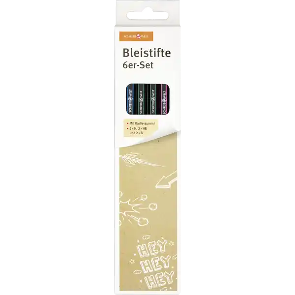 Schreibw. 6 Bleistifte mit Radierer