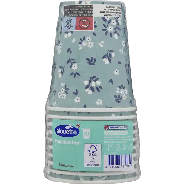 Becher Pappe 0,2 l, Design sortiert, 10 Stk.