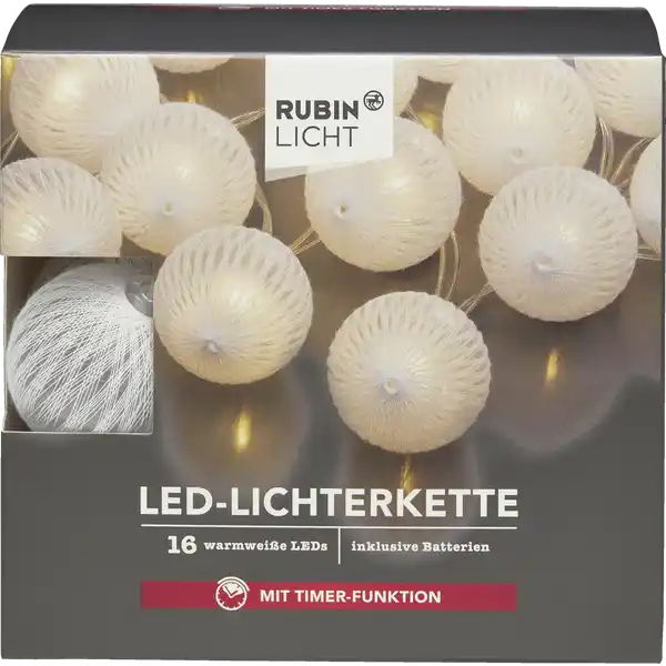 LED-Lichterkette Stoffbälle weiß