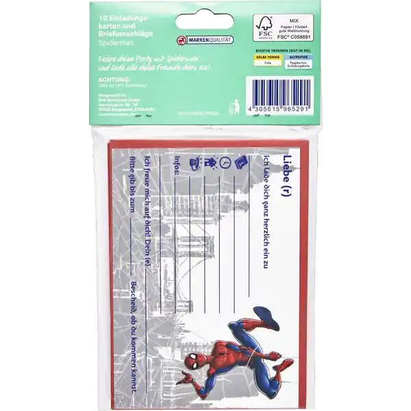 Einladungskarten Spiderman  /  Arielle