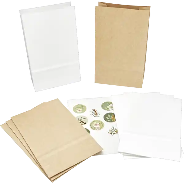 8er Set Papiertüten natur / weiß