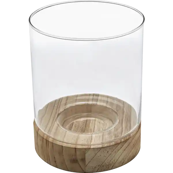 Glaswindlicht mit Holz groß
