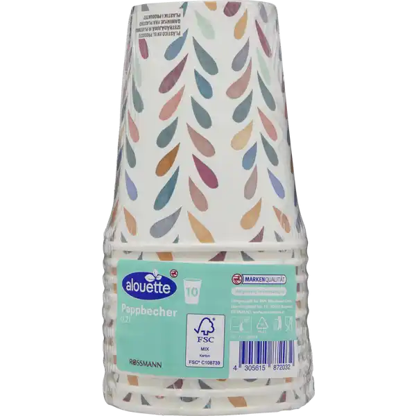 Becher Pappe 0,2 l, Design sortiert, 10 Stk.