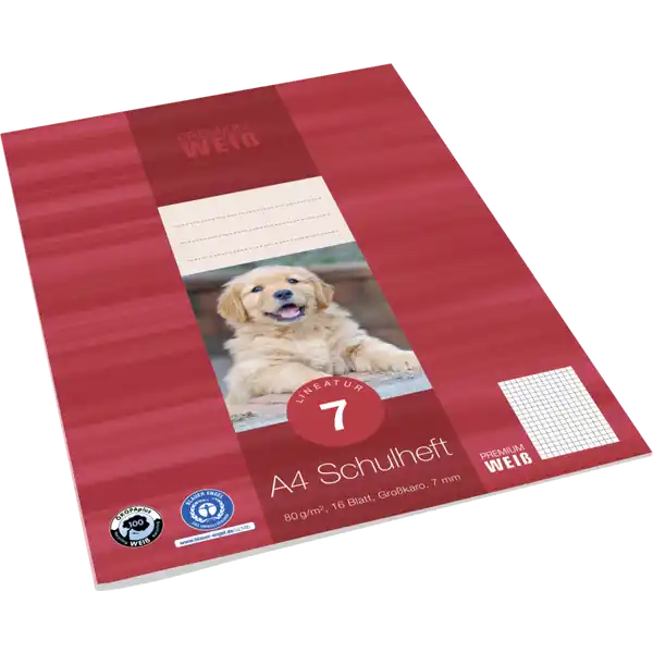 A4 Schulheft, Lin. 7, 16 Blatt