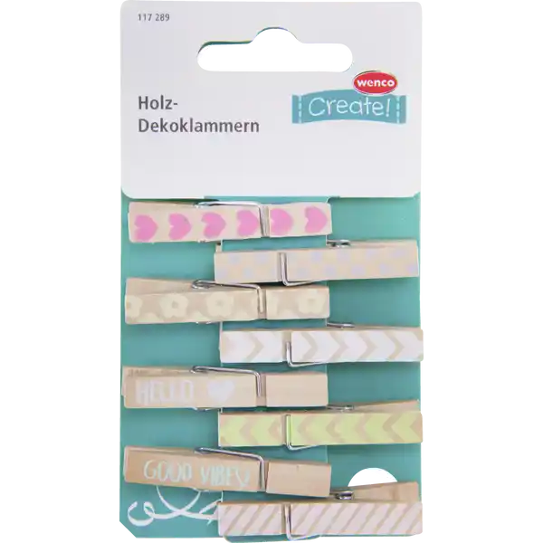 Holzklammern bedruckt, 8 Stück