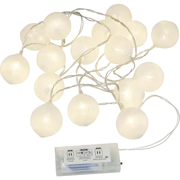 LED-Lichterkette Stoffbälle weiß
