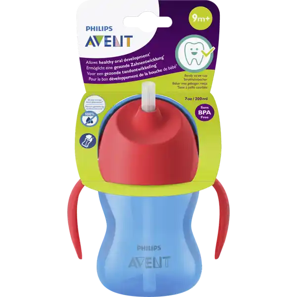 Strohhalmbecher 200 ml blau