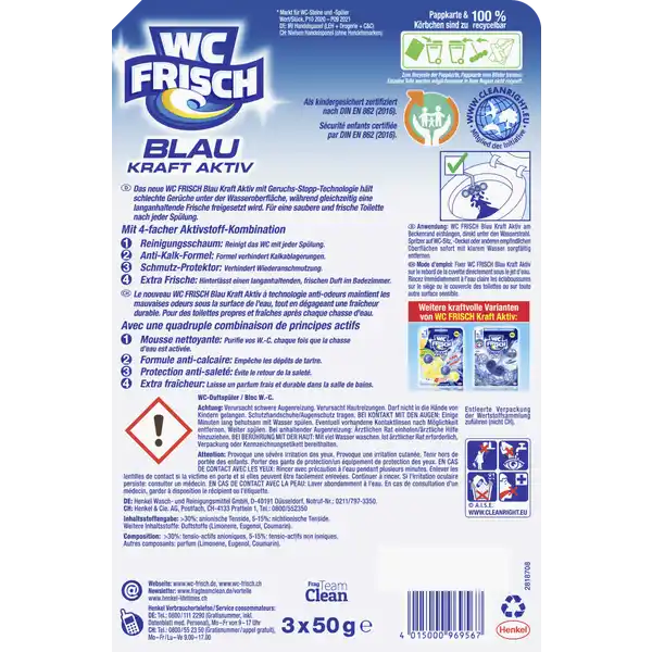 WC Reiniger Blau Kraft-Aktiv Duftspüler Ozeanfrische, Super-Pack
