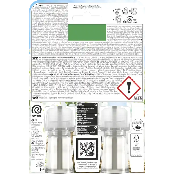 Duftölflakon Nachfüller Duo Cotton & Weisser Flieder