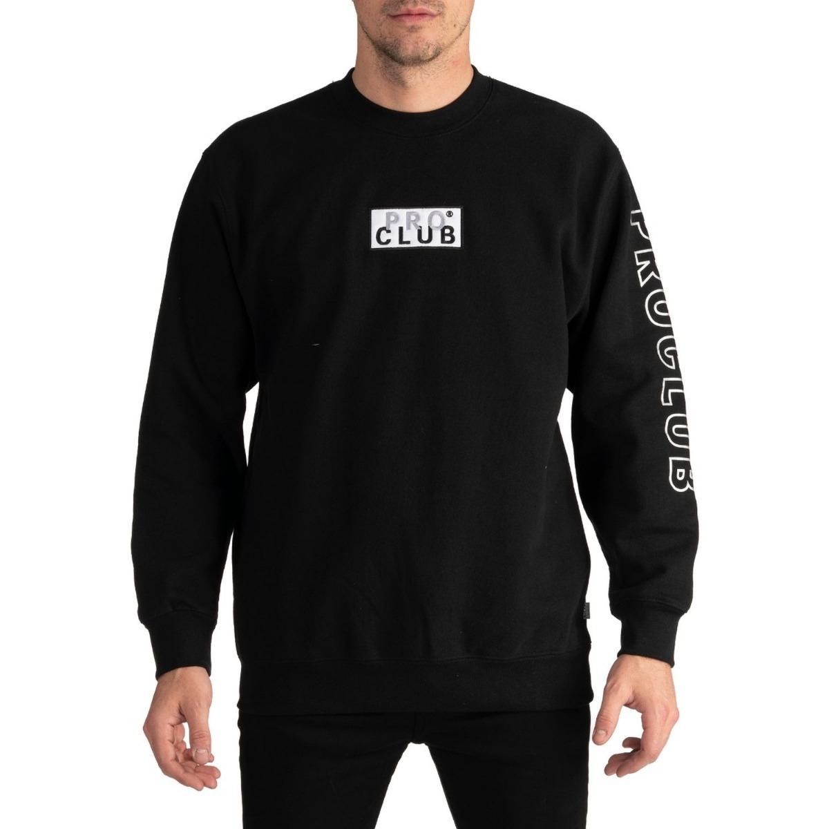 Pro Club Men's Heavyweight Embroidered Box Logo Crew Neck Fleece Pullover Sweatshirt