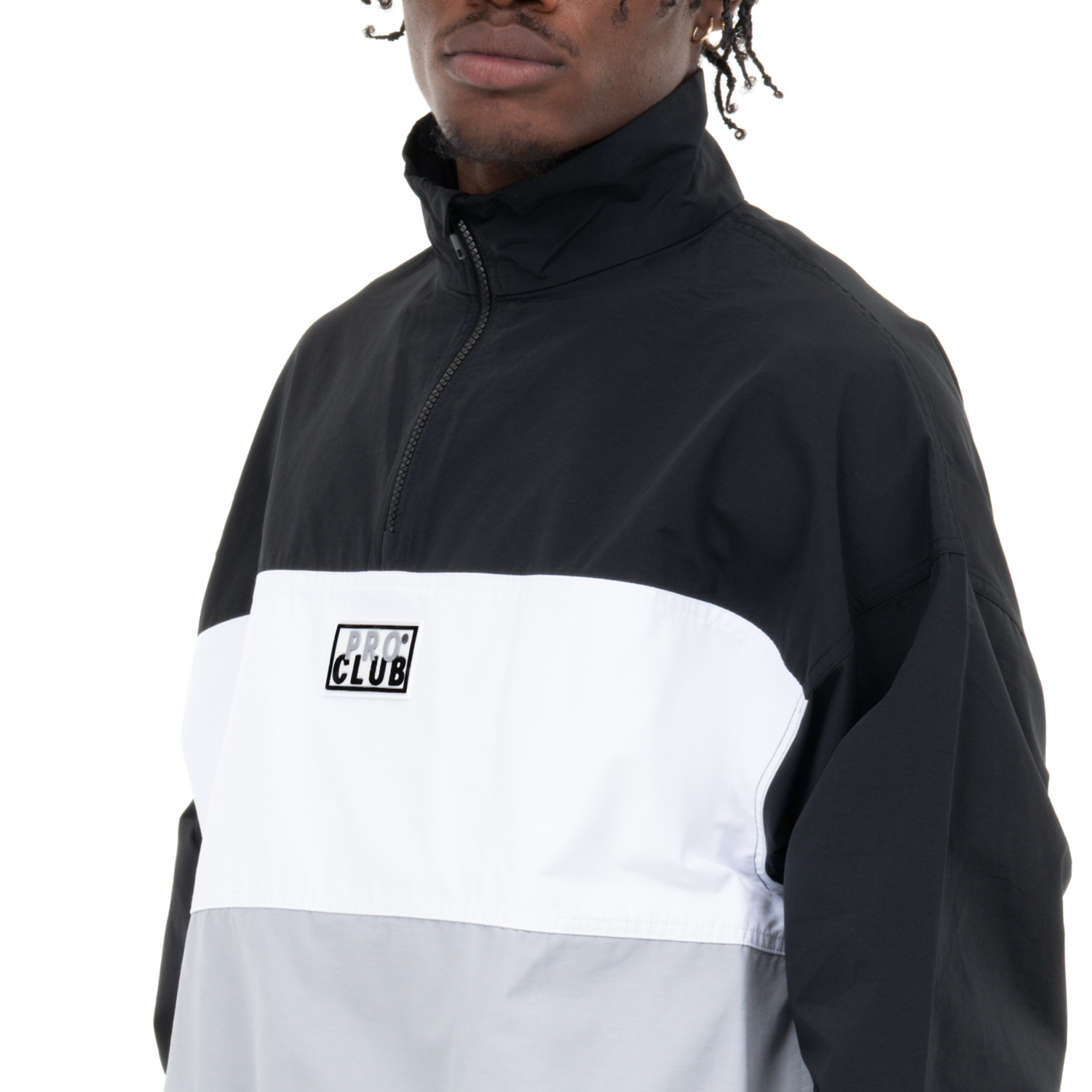 Pro Club Men's Comfort Tri-Color Cotton/Nylon Half Zip Track Jacket