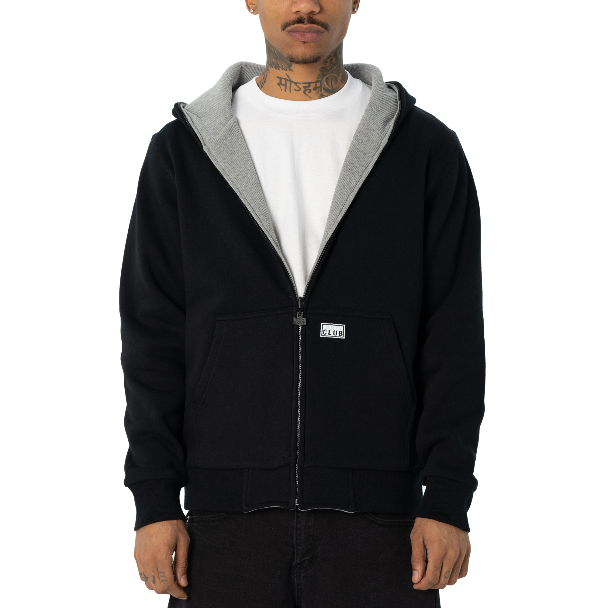 Pro Club Men's Heavyweight Basic Reversible Thermal Zip-Up Hoodie