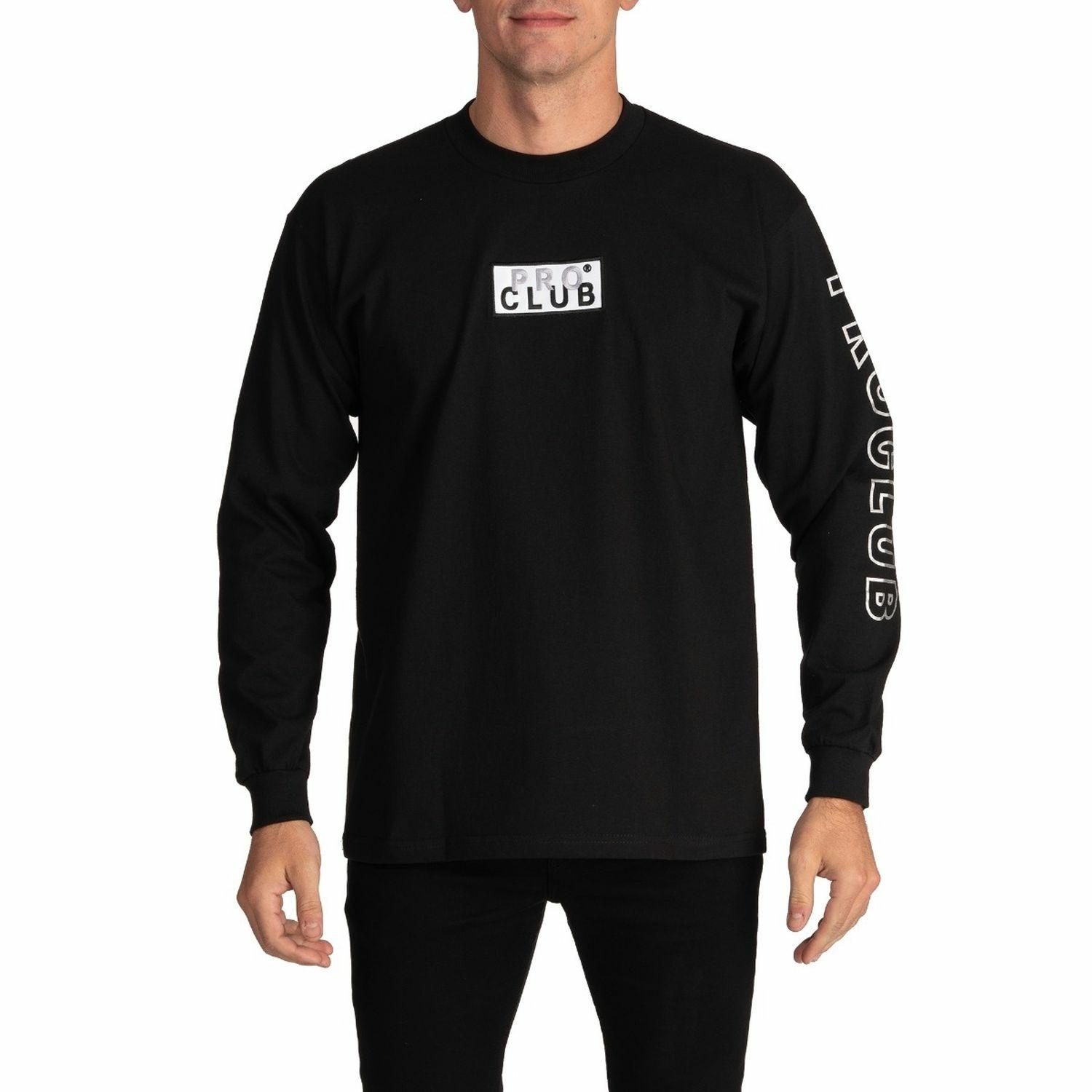 Pro Club Embroidered Box Logo Long Sleeve Heavyweight T-Shirt