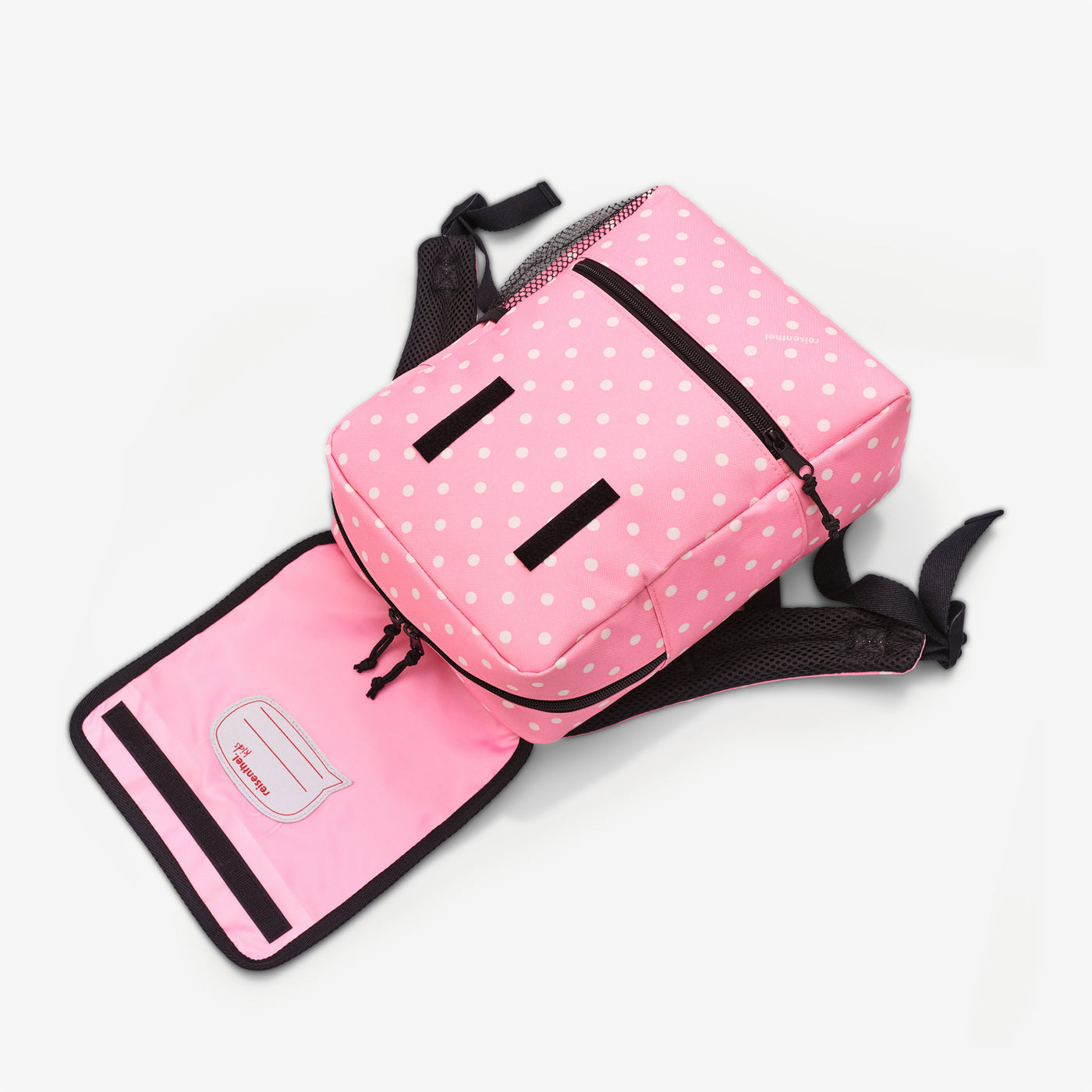 backpack kids panda dots pink