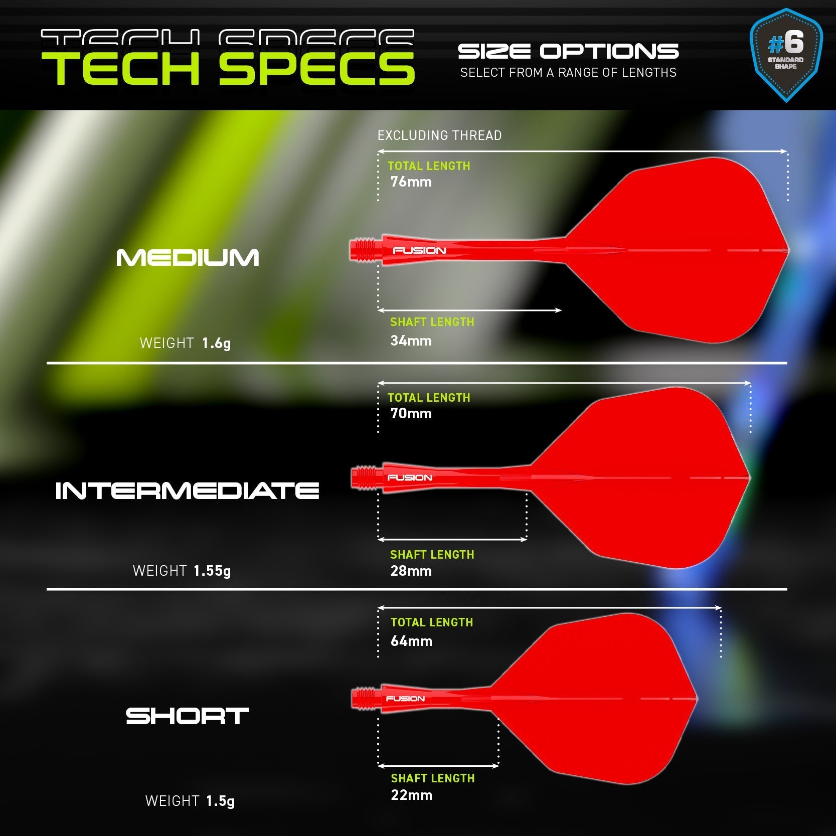 Fusion #6 Integrated Flight & Shaft Red (Translucent)