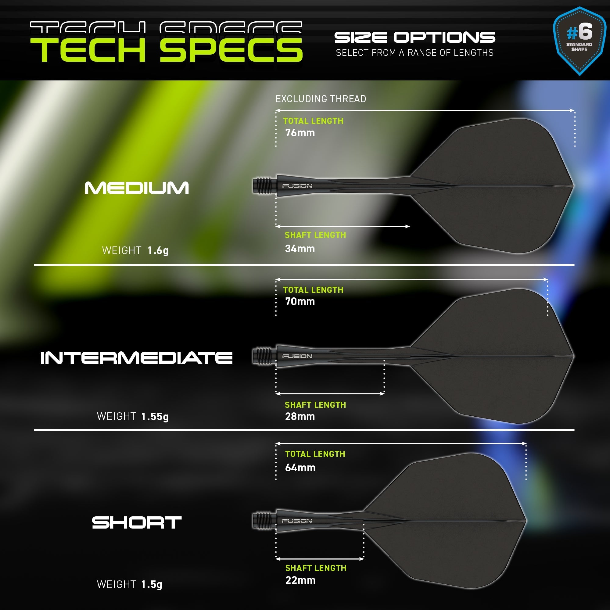 Fusion #6 Integrated Flight & Shaft Black