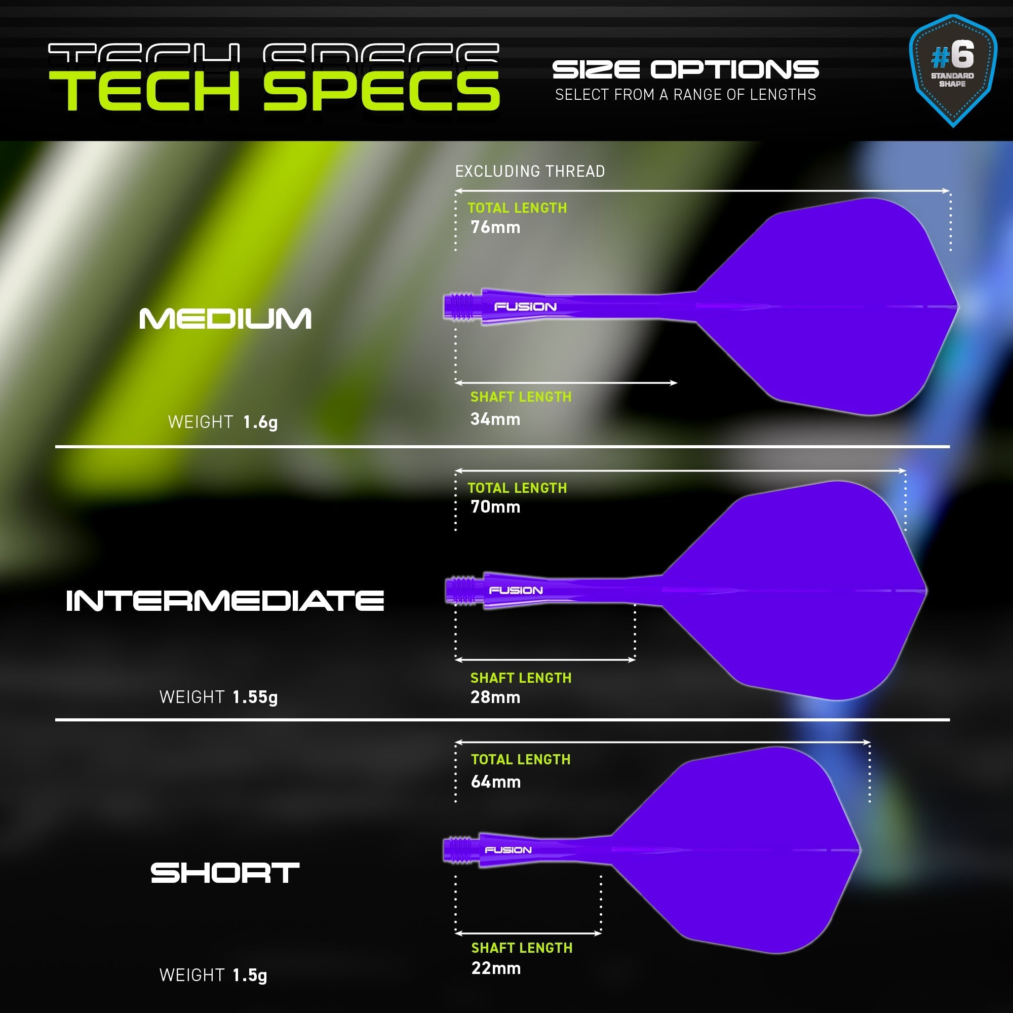 Fusion #6 Integrated Flight & Shaft Purple (Translucent)