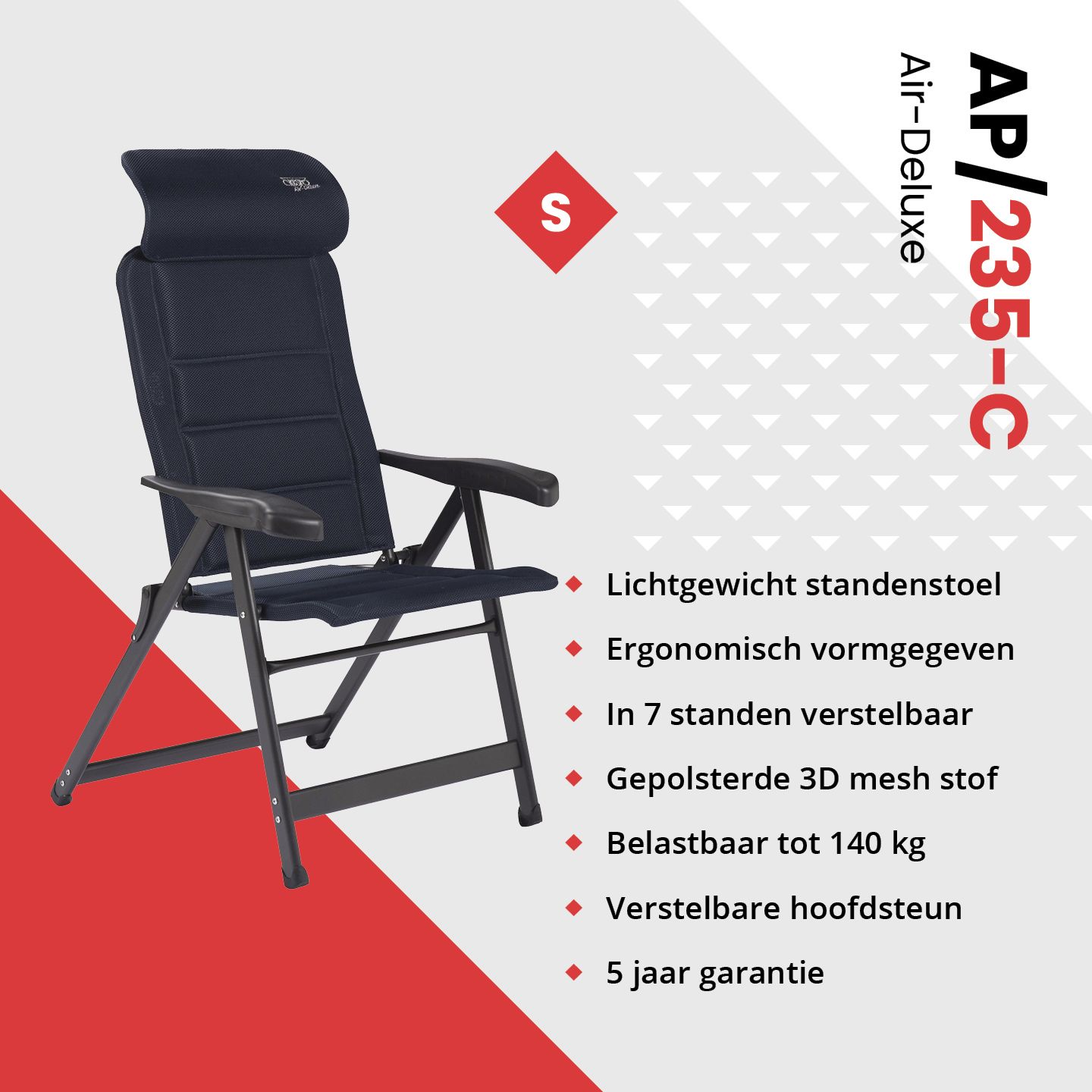 Crespo AP-235 Air-Deluxe Compact Blue standenstoel