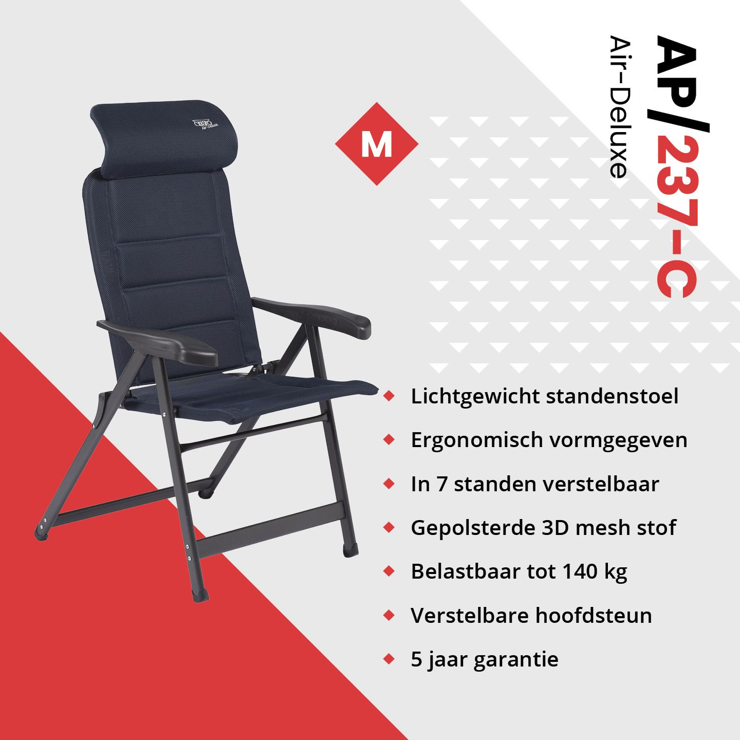 Crespo AP-237 Air-Deluxe Compact Blue standenstoel