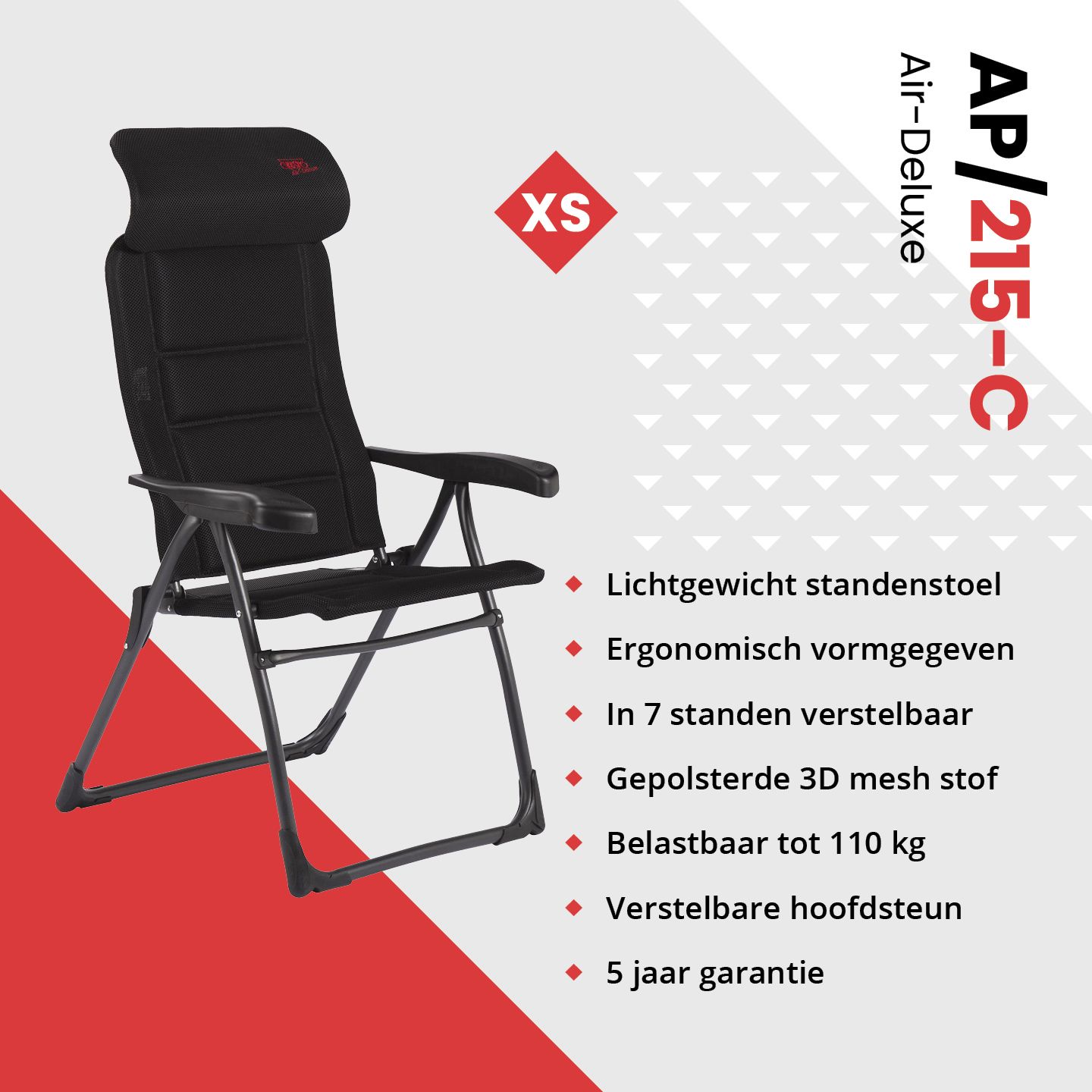 Crespo AP-215 Air-Deluxe Compact Black standenstoel