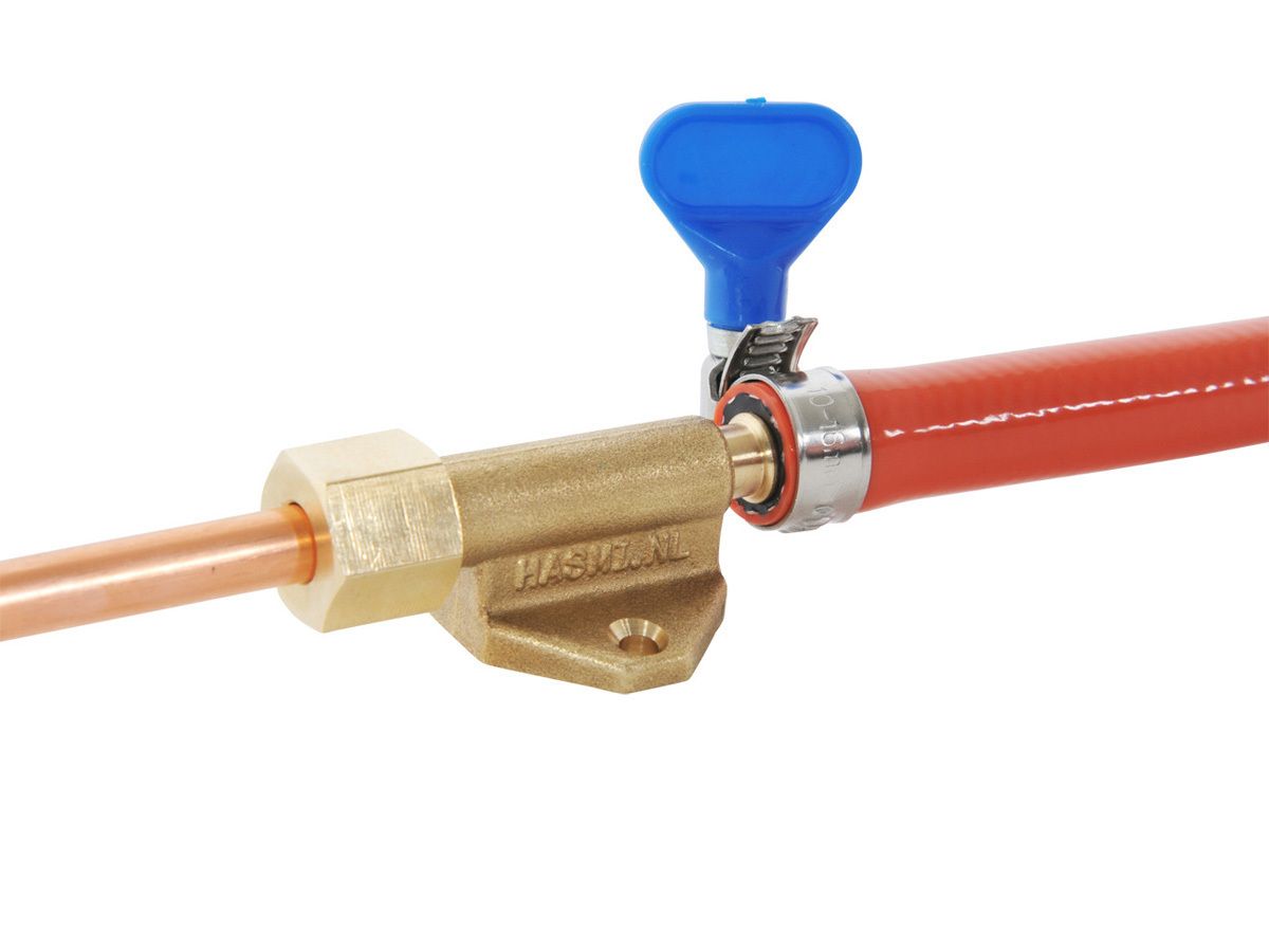 Obelink 8 mm knelkoppeling x slangpilaar muurbevestiging