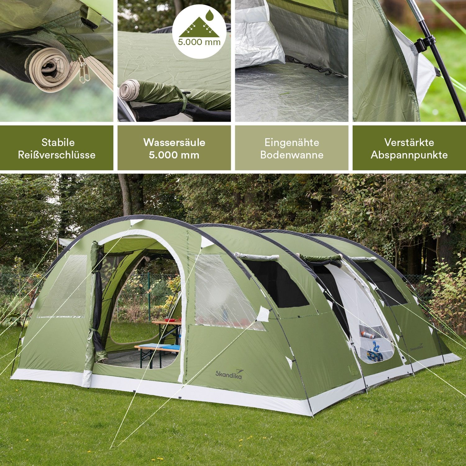 Skandika Gotland 6 groene Tunneltent