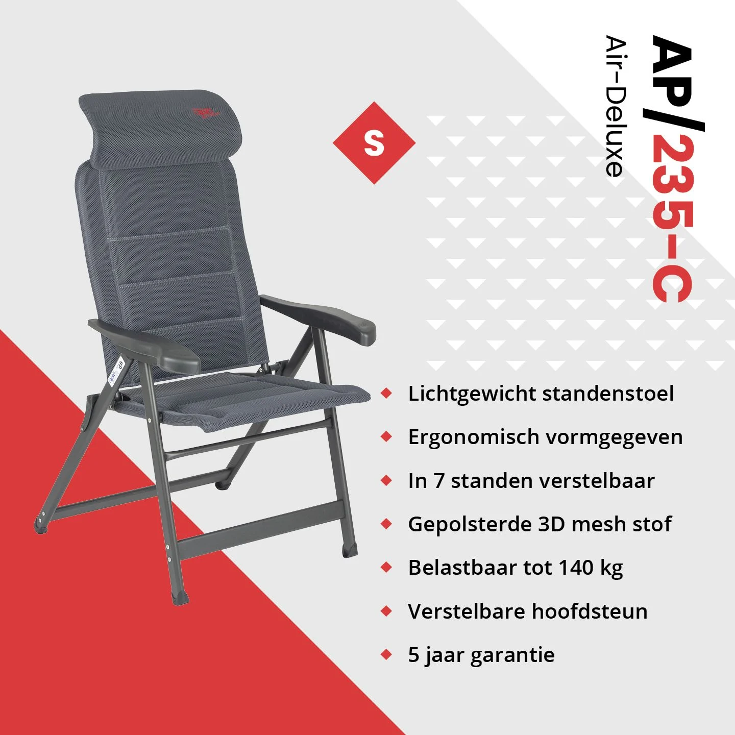 Crespo AP-235 Air-Deluxe Compact Grey standenstoel