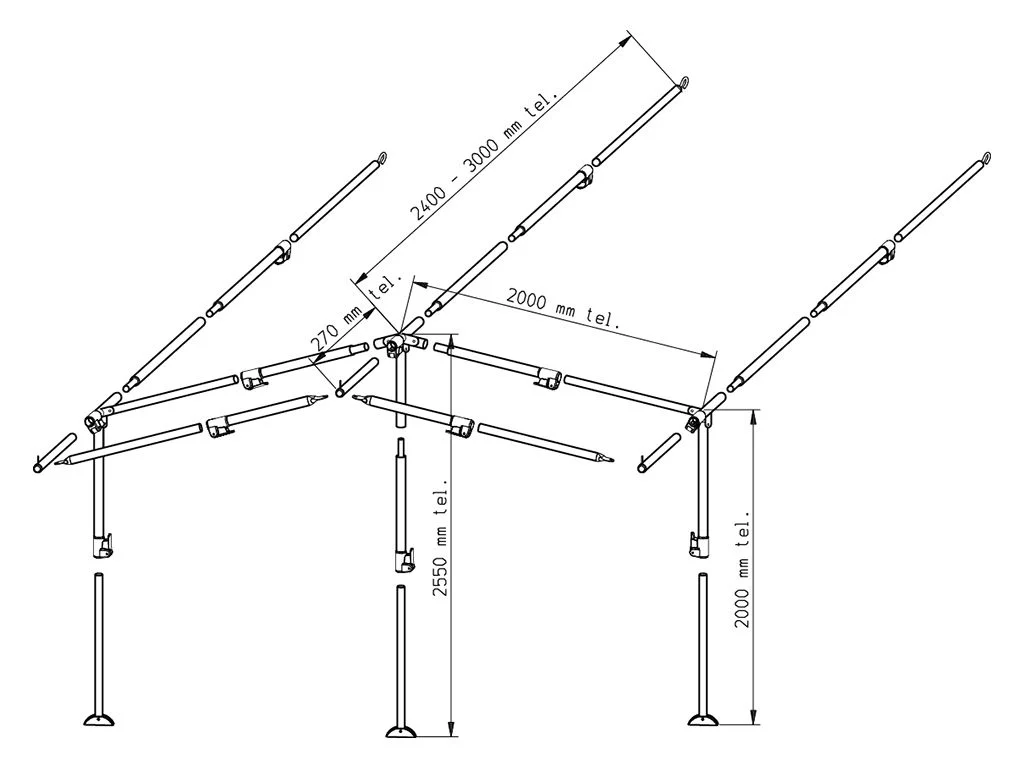 Piper voortentframe PowerGrip Aluminium 28 mm maat 2 - 7