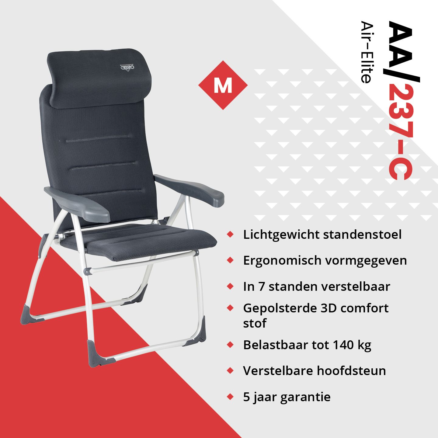 Crespo AA-215 Air-Elite Compact Grey standenstoel
