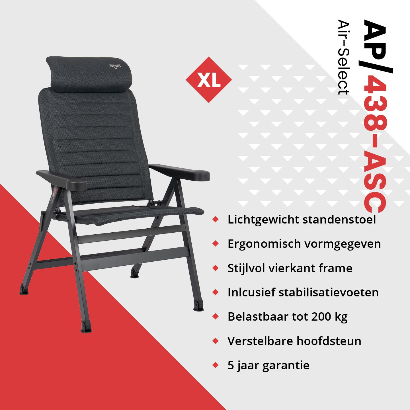 Crespo AP-438 Compact Air-Select Grey standenstoel
