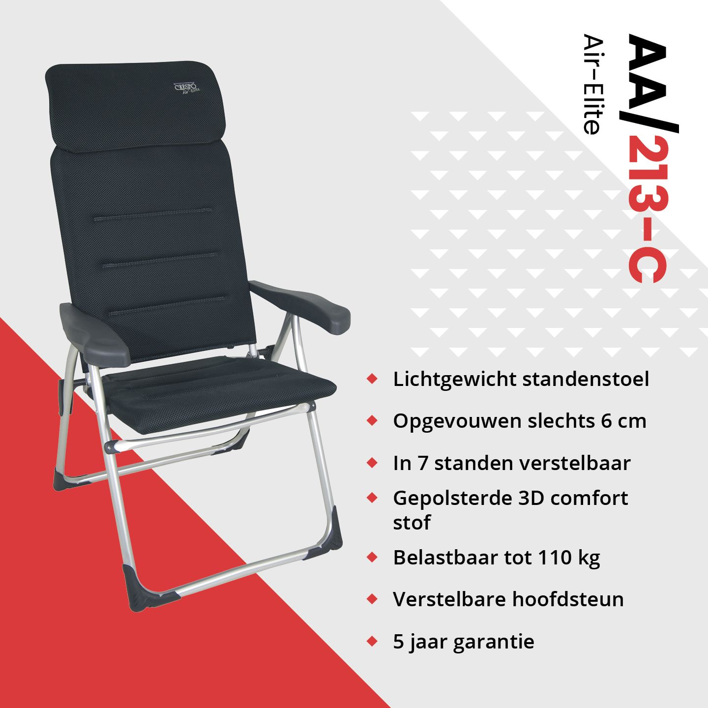 Crespo AA-213 Air-Elite Compact Grey standenstoel
