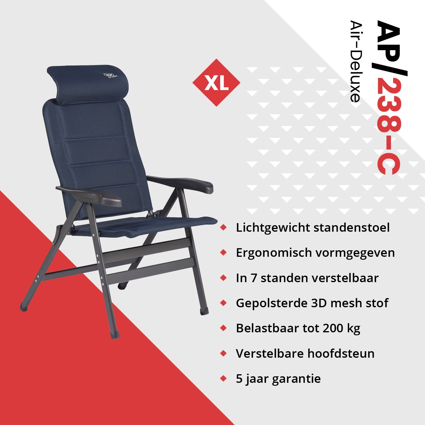 Crespo AP-238 Air-Deluxe Compact Blue standenstoel