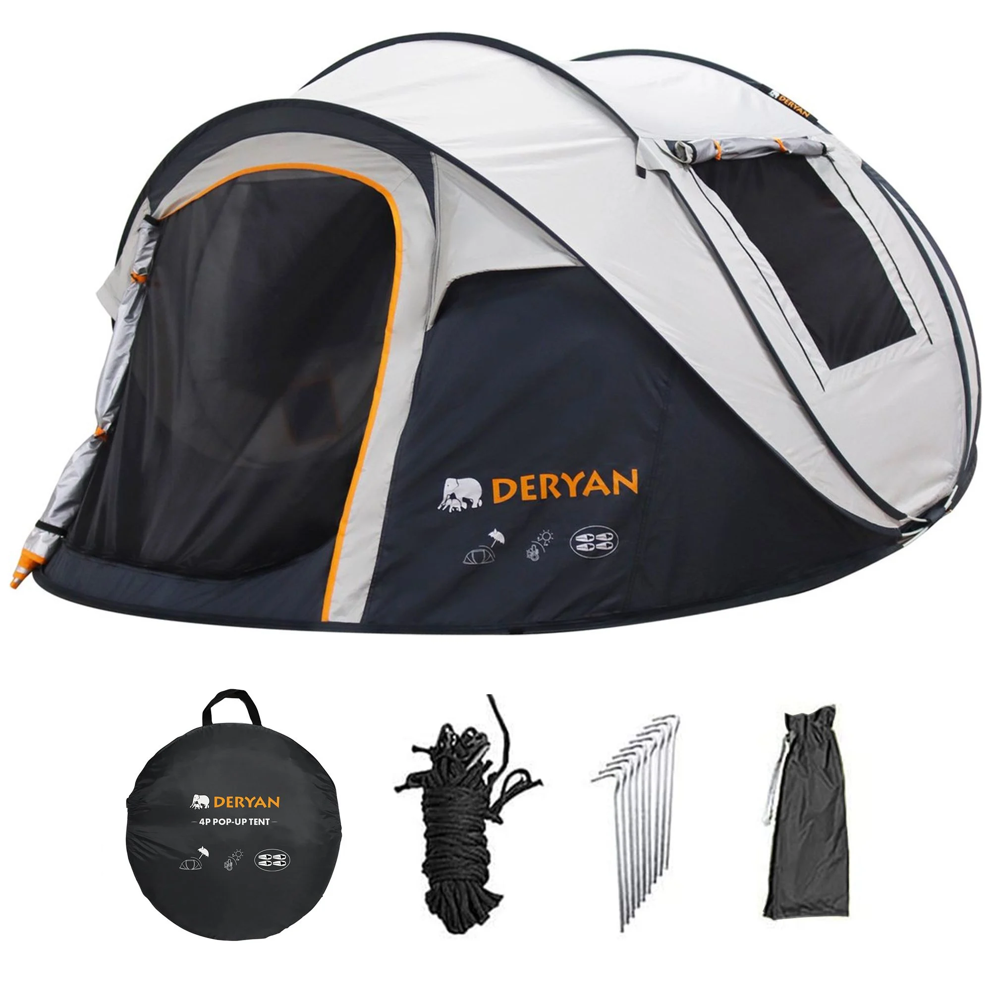 Deryan 4-persoons 2000MM Luxe Pop Up Tent