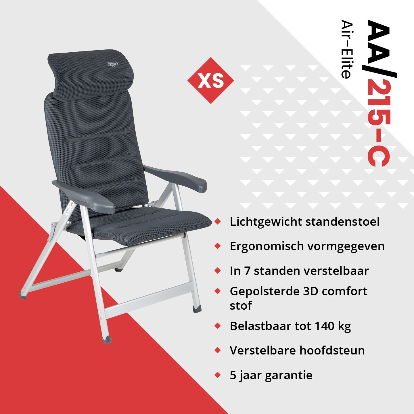 Crespo AA-237 Air-Elite Compact Grey standenstoel