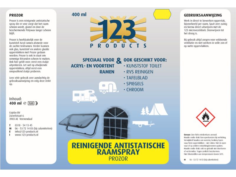 123 Products Prozor antistatische raamspray