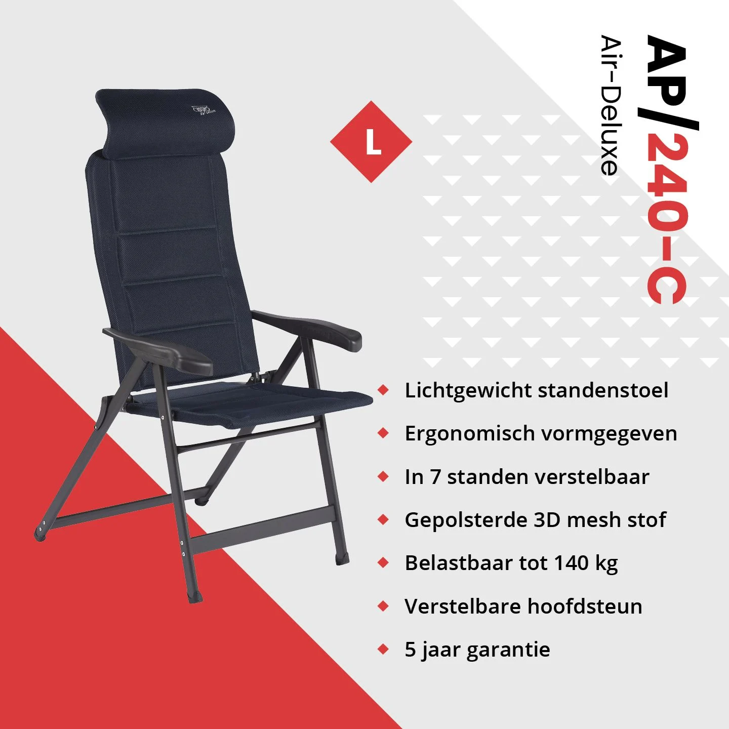 Crespo AP-240 Air-Deluxe Compact Blue standenstoel