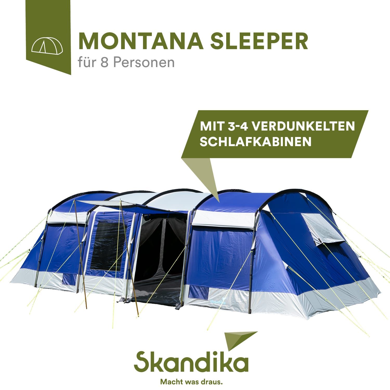 Skandika Montana 8 Sleeper blauwe Tunneltent