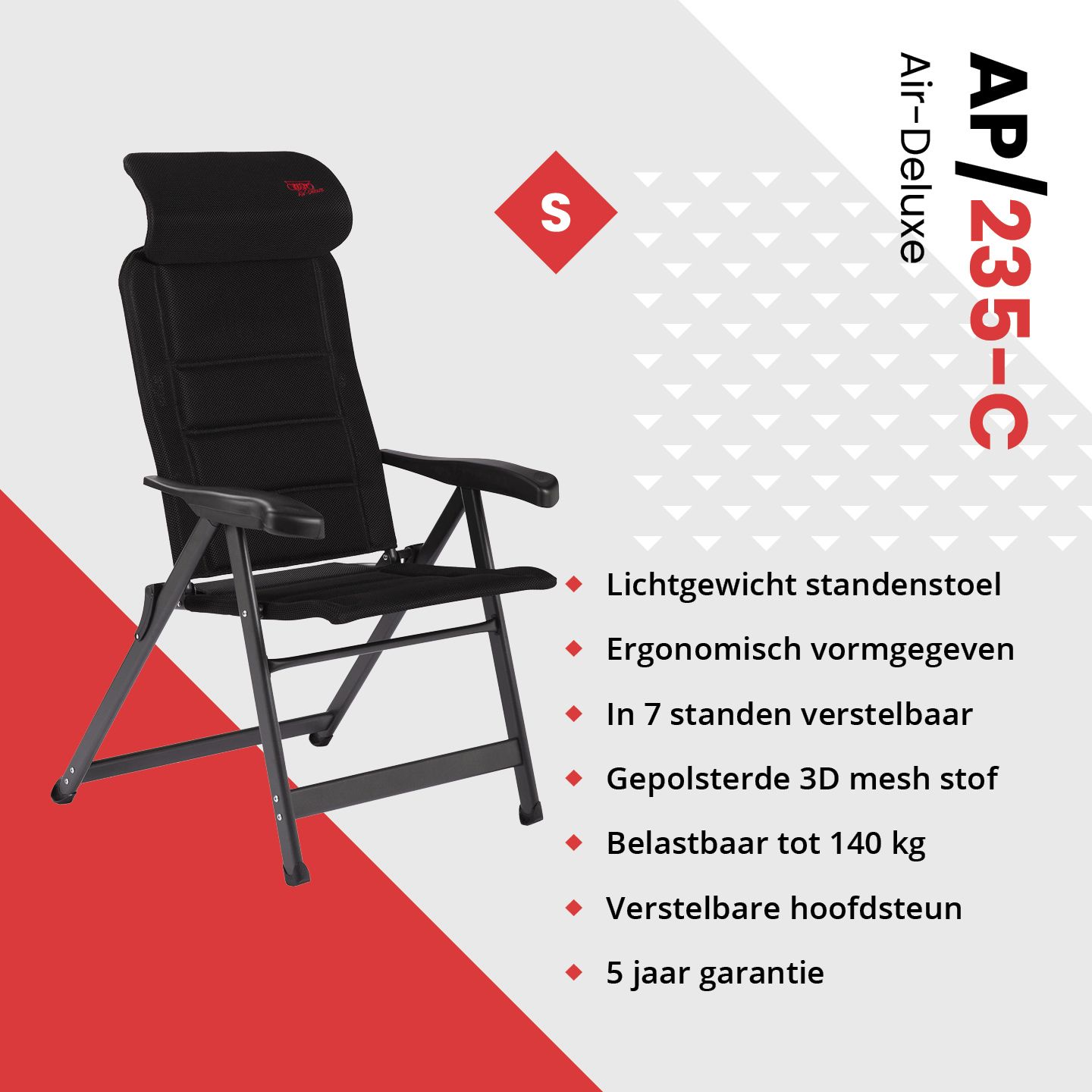 Crespo AP-235 Air-Deluxe Compact Black standenstoel