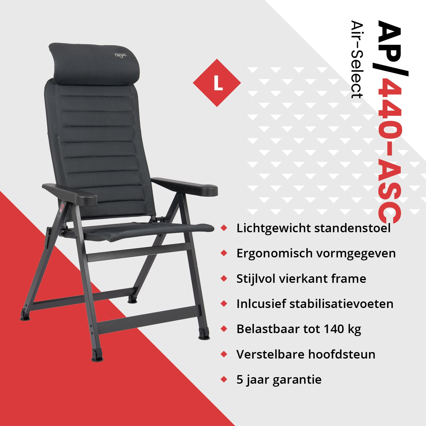 Crespo AP-440 Compact Air-Select Grey standenstoel