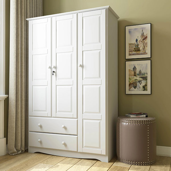 100% Solid Wood Grand Wardrobe Armoire - Mocha