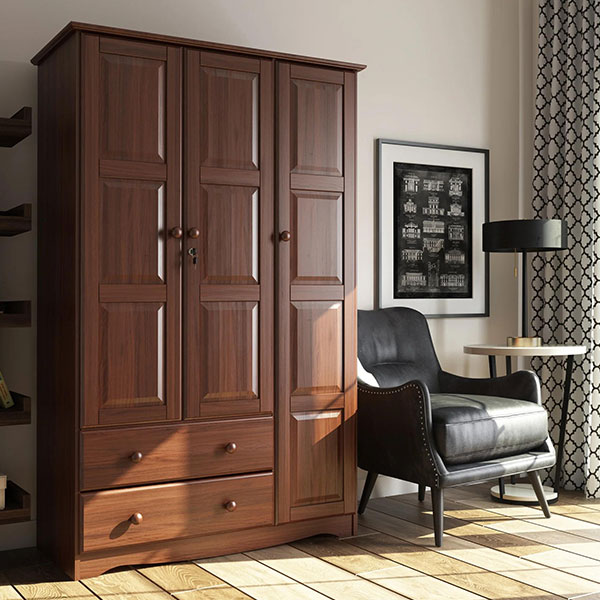 100% Solid Wood Grand Wardrobe Armoire - Mocha